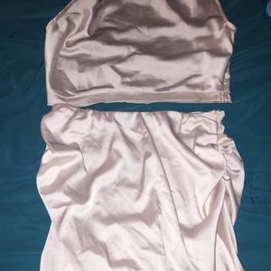 Satin 2 piece skirt set